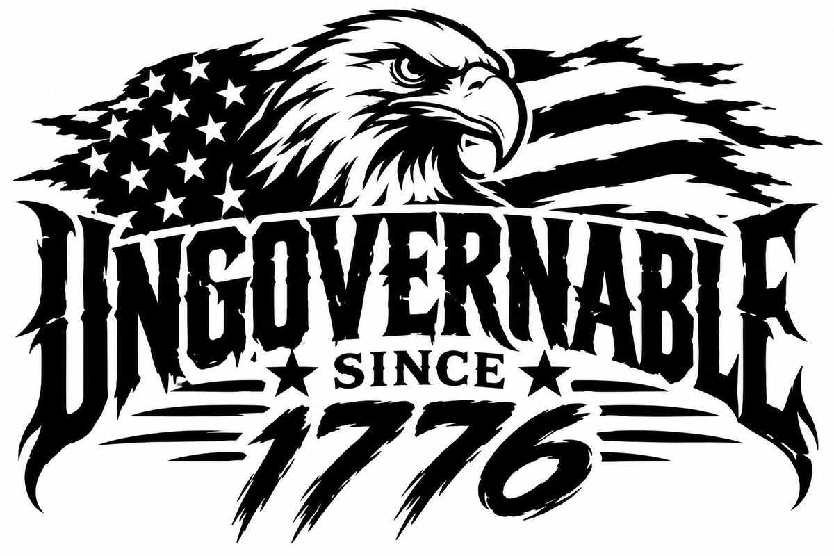 Ungovernable Since 1776 artwork shown in black