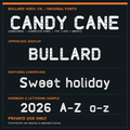Original Bullard Candy Cane Christmas font in uppercase and lowercase on matching Bullard dark font product card
