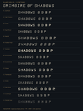 All fifteen actual Grimoire of Shadows font styles