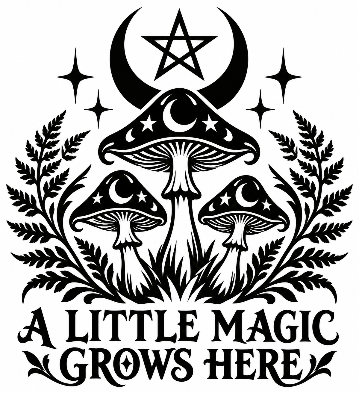 A Little Magic Grows Here mushroom vinyl decal