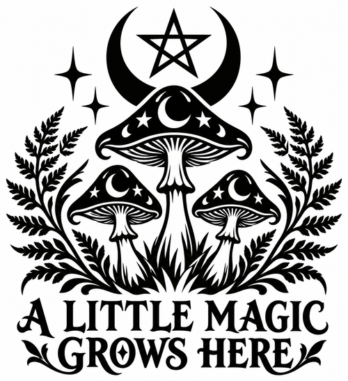 A Little Magic Grows Here mushroom vinyl decal