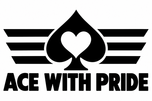 Ace with Pride original black-on-white Pride vinyl decal artwork