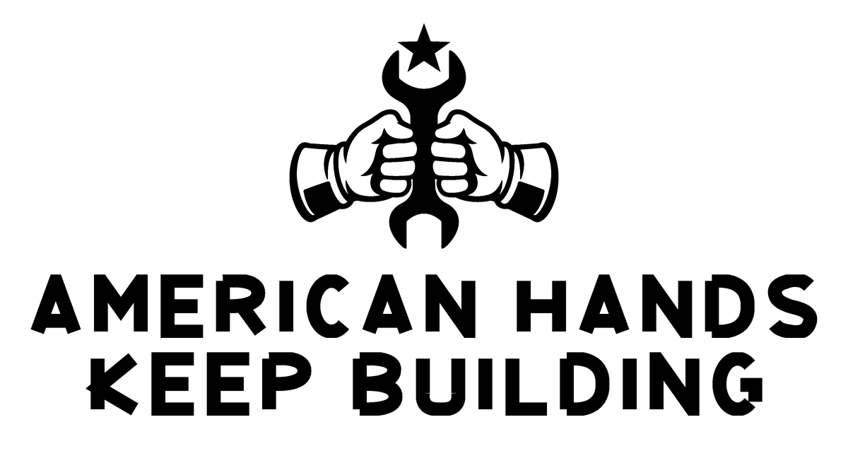 American Hands Keep Building original single-color production artwork using Bullard Iron lettering