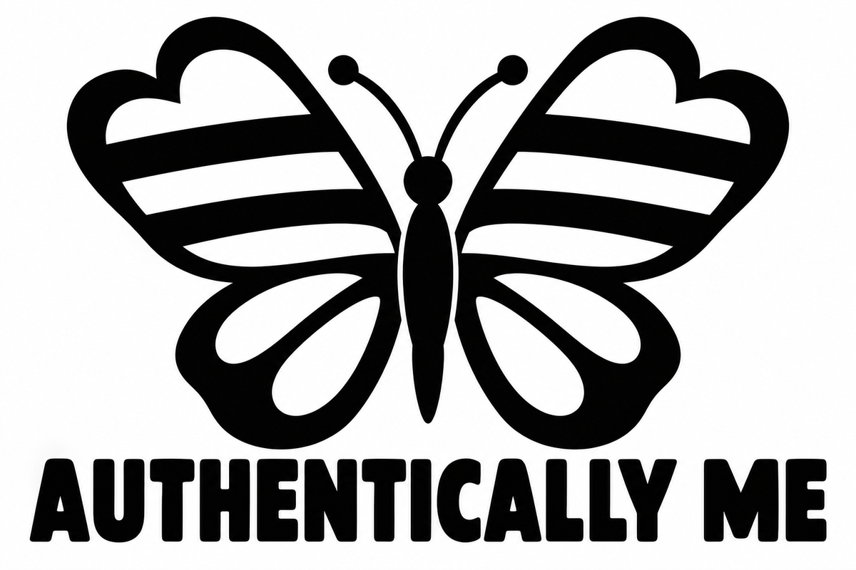 Authentically Me original black-on-white Pride vinyl decal artwork