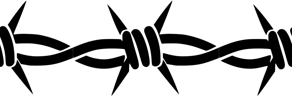 Barbed Wire: 6-inch strip with half patterns at both ends