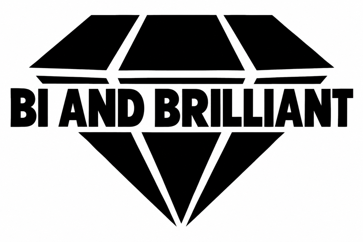 Bi and Brilliant original black-on-white Pride vinyl decal artwork