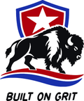American Bison three-color vinyl decal original composite: Black, Red, Brilliant Blue