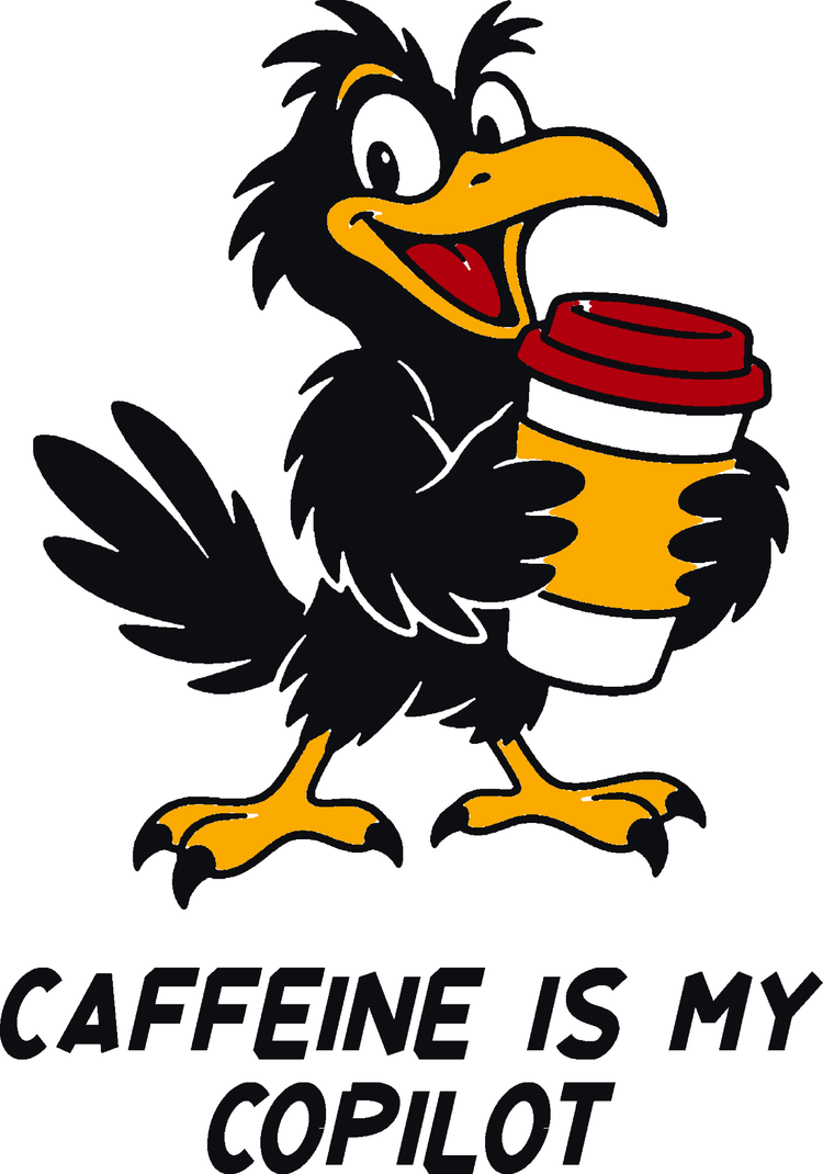 Caffeinated Crow Three-Color Vinyl Decal