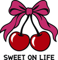 Cherry Ribbon three-color vinyl decal original composite: Black, Red, Pink