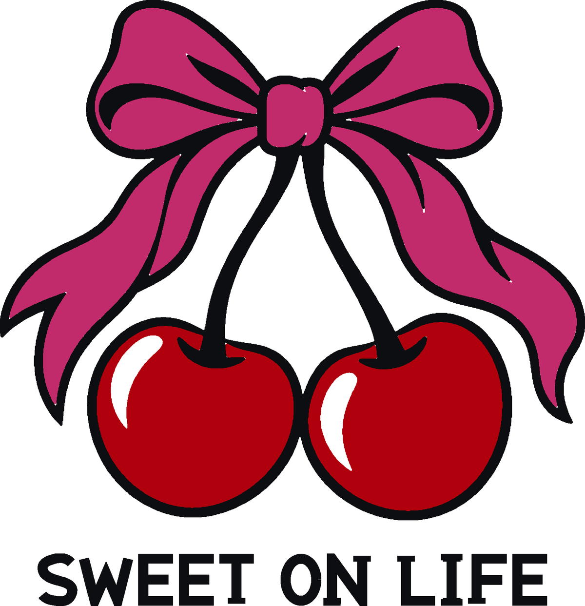 Cherry Ribbon three-color vinyl decal original composite: Black, Red, Pink