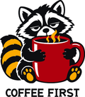 Coffee Before Conversation three-color vinyl decal original composite: Black, Red, Golden Yellow