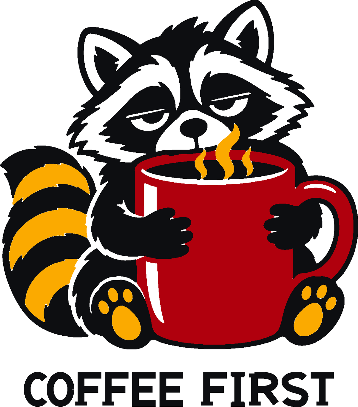 Coffee Before Conversation three-color vinyl decal original composite: Black, Red, Golden Yellow