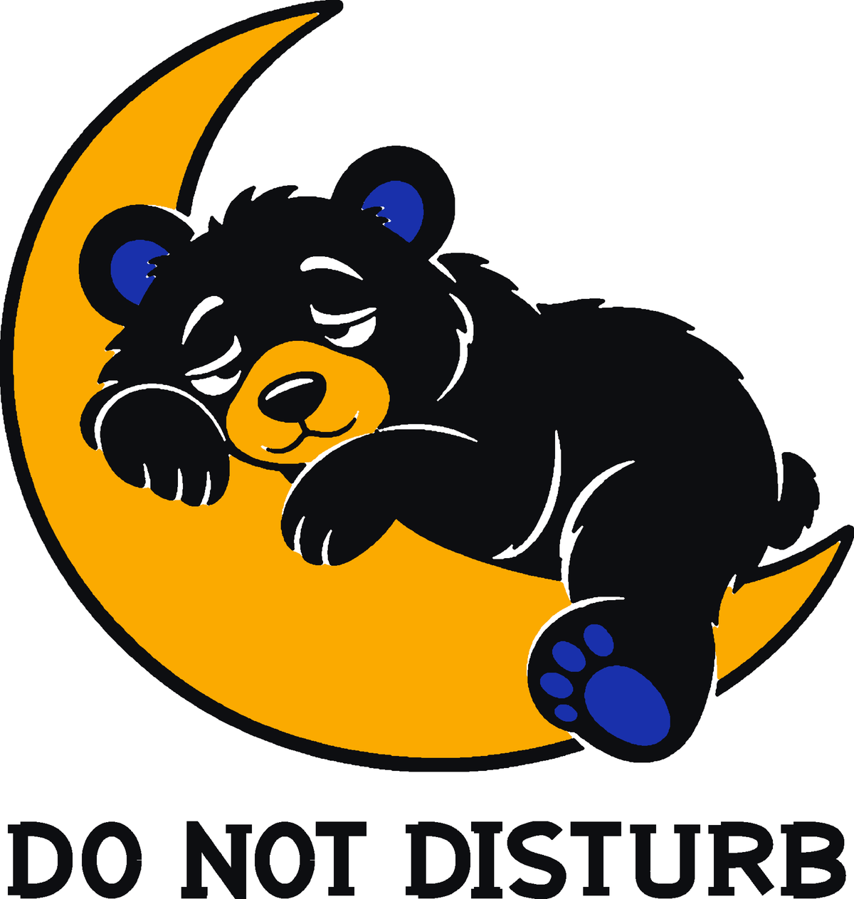 Do Not Disturb Bear three-color vinyl decal original composite: Black, Brilliant Blue, Golden Yellow