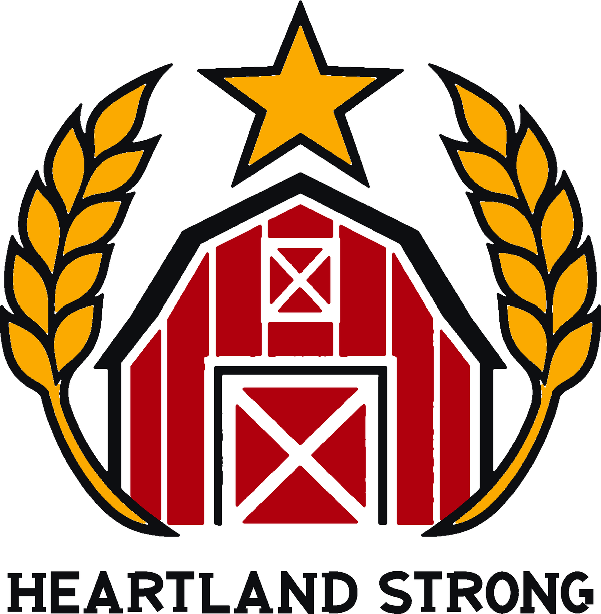 Heartland Harvest three-color vinyl decal original composite: Black, Red, Golden Yellow