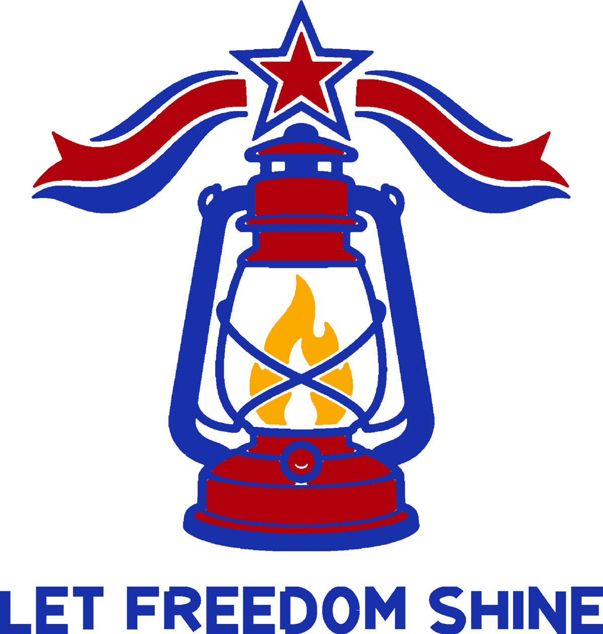 Liberty Lantern three-color vinyl decal original composite: Brilliant Blue, Red, Golden Yellow