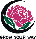 Peony Moon three-color vinyl decal original composite: Black, Pink, Forest Green