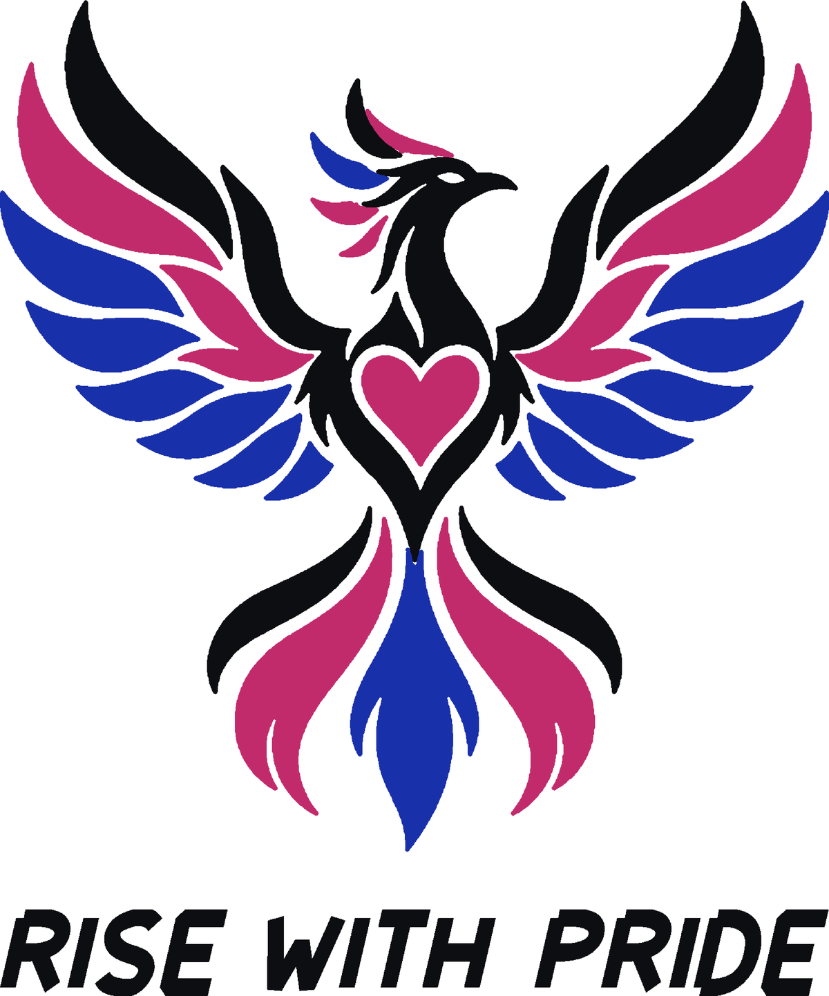 Pride Phoenix three-color vinyl decal original composite: Black, Pink, Brilliant Blue