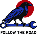 Roadside Raven three-color vinyl decal original composite: Black, Brilliant Blue, Red