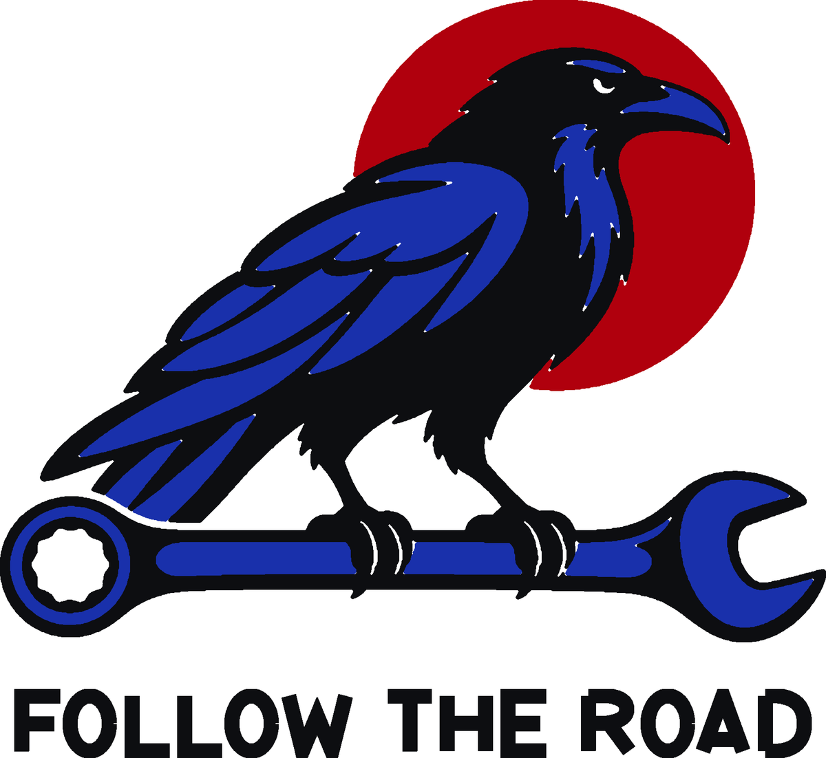 Roadside Raven three-color vinyl decal original composite: Black, Brilliant Blue, Red