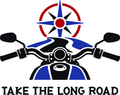 Two Wheel Compass three-color vinyl decal original composite: Black, Brilliant Blue, Red