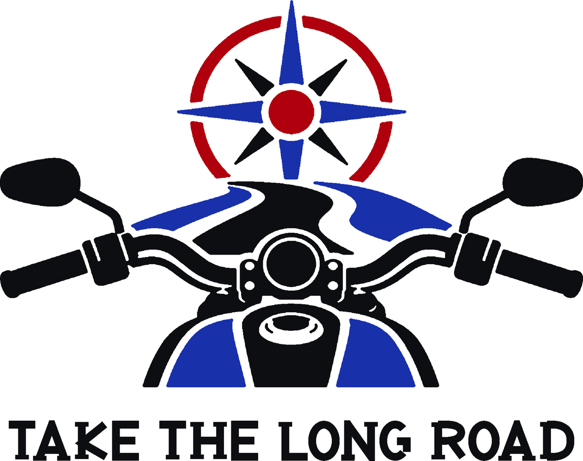 Two Wheel Compass three-color vinyl decal original composite: Black, Brilliant Blue, Red