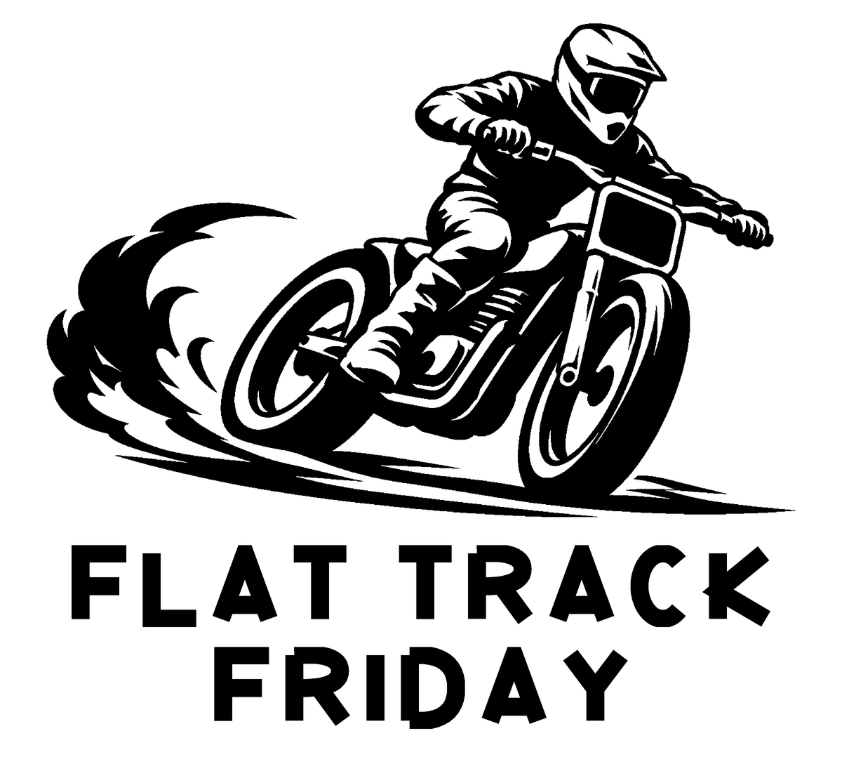 Flat Track Friday — exact original black-on-white production artwork for tracing; Bullard Iron lettering