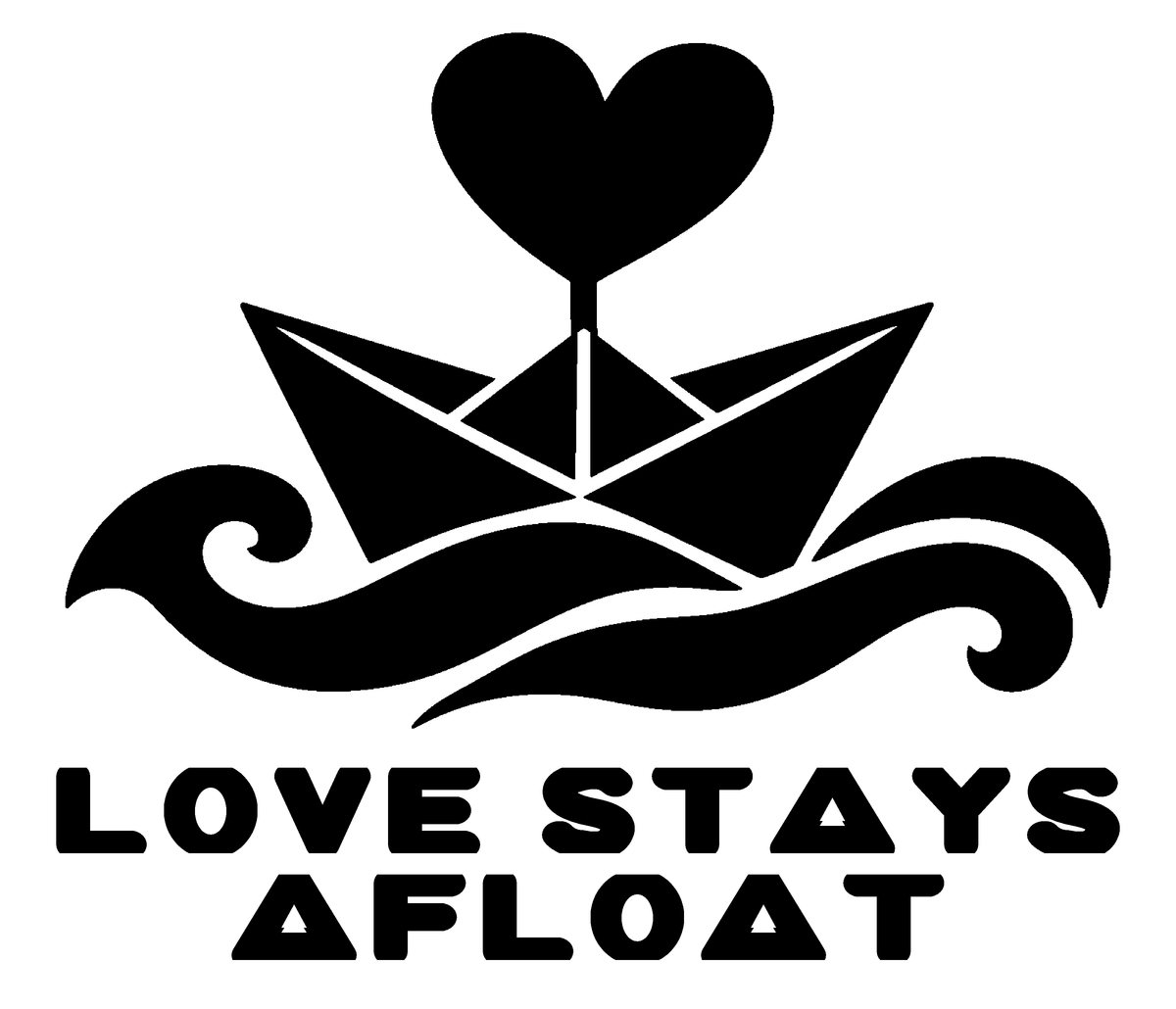 Love Stays Afloat — exact original black-on-white production artwork for tracing; Bullard Fat Chick lettering