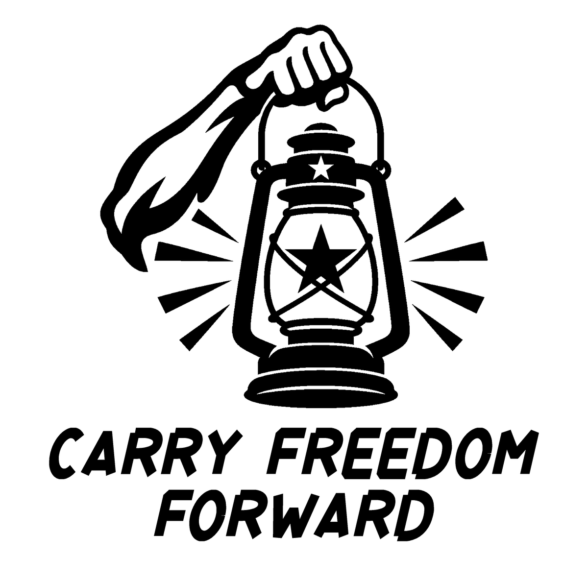 Carry Freedom Forward — exact original black-on-white production artwork for tracing; Bullard-Torque.ttf lettering