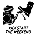 Kickstart the Weekend — exact original black-on-white production artwork for tracing; Bullard-Torque.ttf lettering