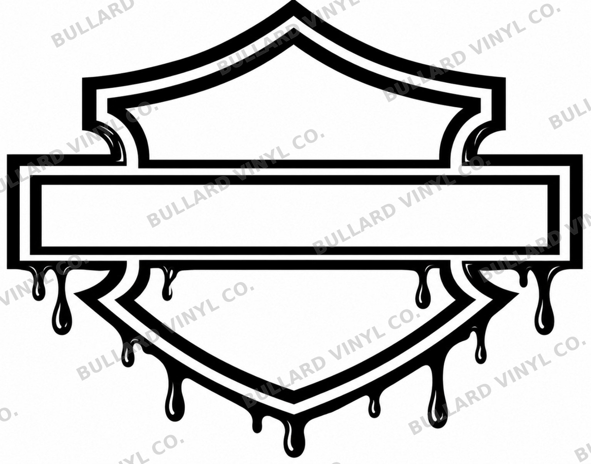 Dripping Motorcycle Shield artwork preview; Bullard Vinyl Co. watermarked product preview.