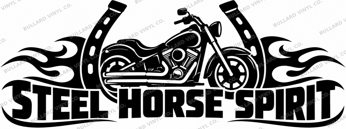 Steel Horse Spirit vinyl decal artwork; Bullard Vinyl Co. watermarked product preview.