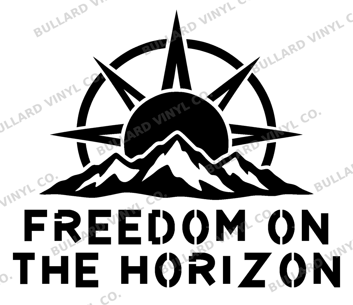 Freedom on the Horizon original artwork using Bullard Stencil lettering; Bullard Vinyl Co. watermarked product preview.