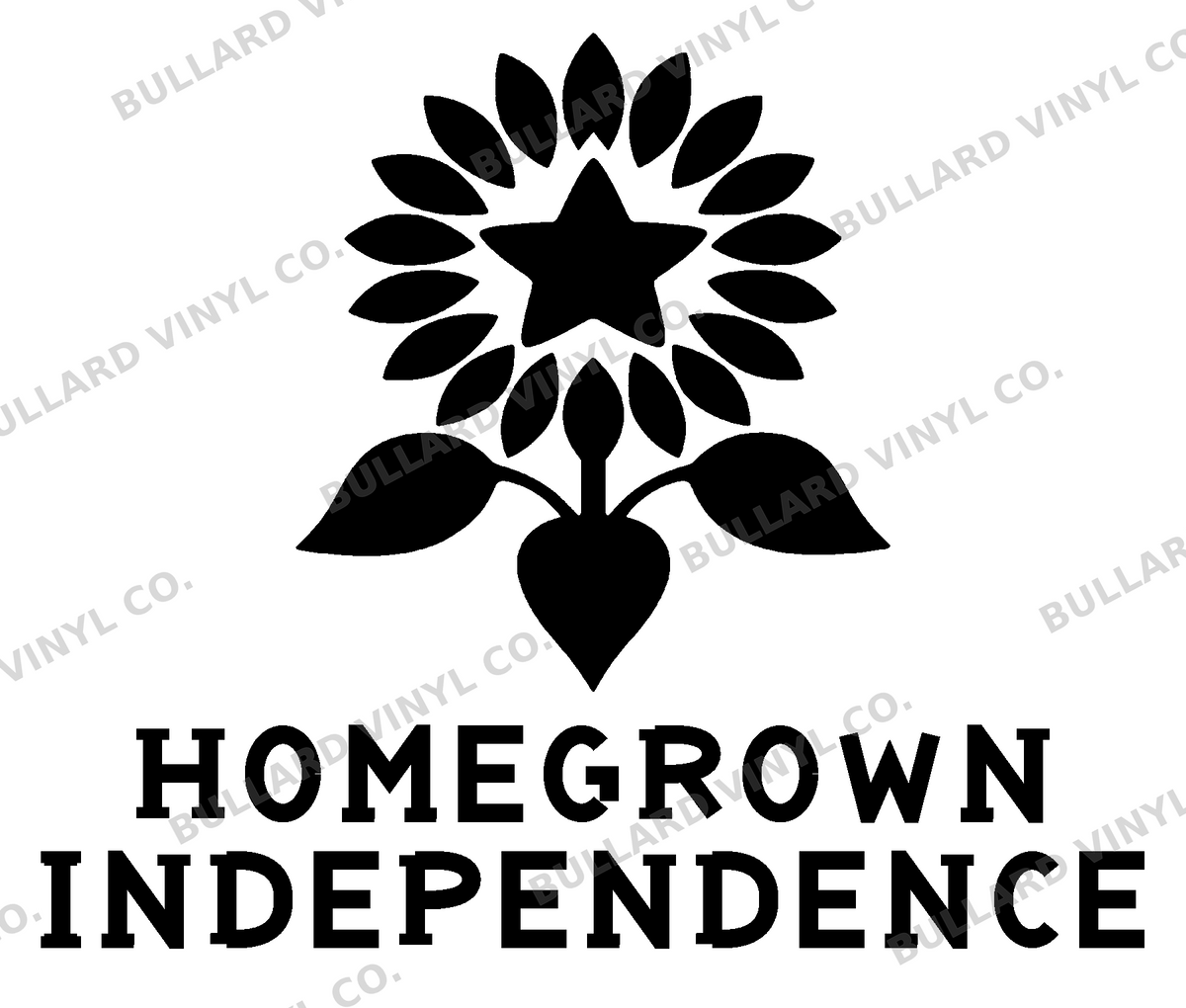 Homegrown Independence original artwork using Bullard Roadhouse lettering; Bullard Vinyl Co. watermarked product preview.