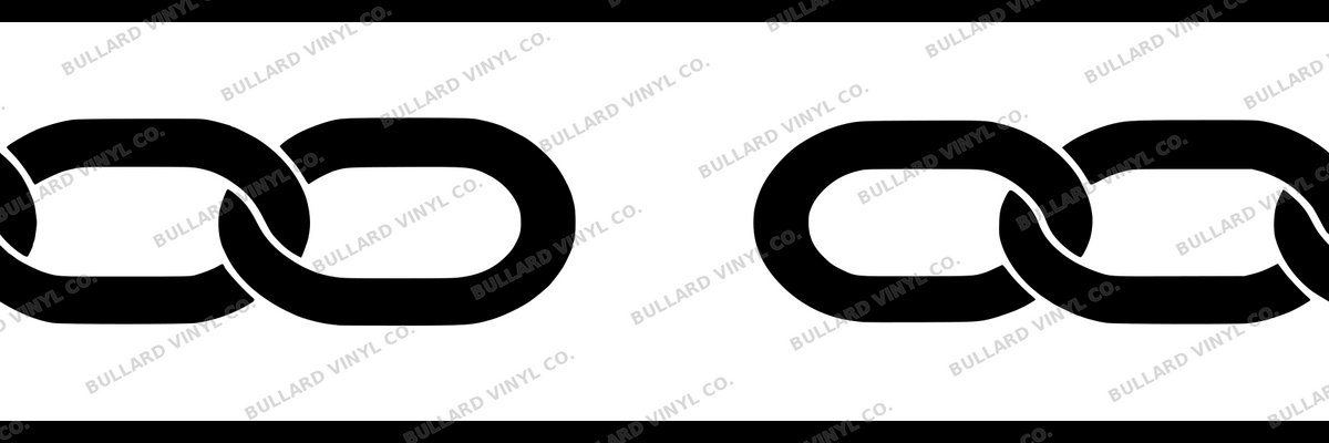 Iron Link Flow: 6-inch strip with half patterns at both ends; Bullard Vinyl Co. watermarked product preview.