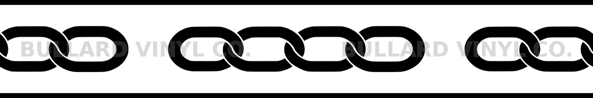 Iron Link Flow: 12-inch strip with half patterns at both ends; Bullard Vinyl Co. watermarked product preview.