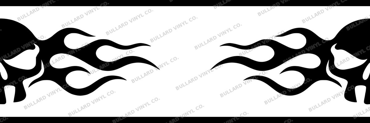 Skullfire Ribbon: 6-inch strip with half patterns at both ends; Bullard Vinyl Co. watermarked product preview.