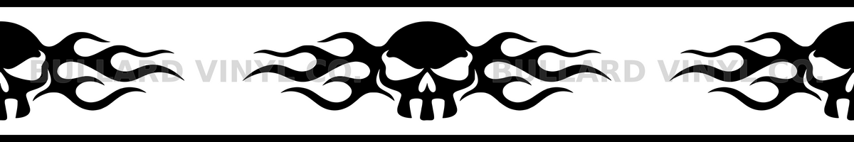 Skullfire Ribbon: 12-inch strip with half patterns at both ends; Bullard Vinyl Co. watermarked product preview.