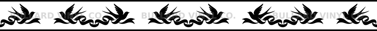 Swallow Swoop: 24-inch strip with half patterns at both ends; Bullard Vinyl Co. watermarked product preview.