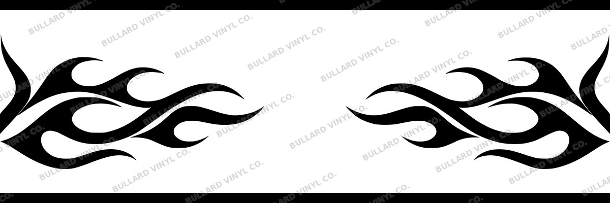 Flame Braid: 6-inch strip with half patterns at both ends; Bullard Vinyl Co. watermarked product preview.