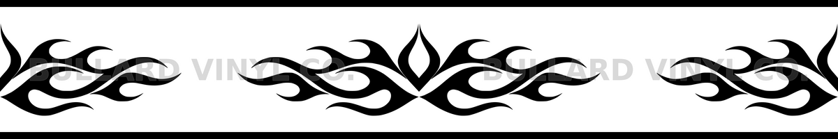 Flame Braid: 12-inch strip with half patterns at both ends; Bullard Vinyl Co. watermarked product preview.