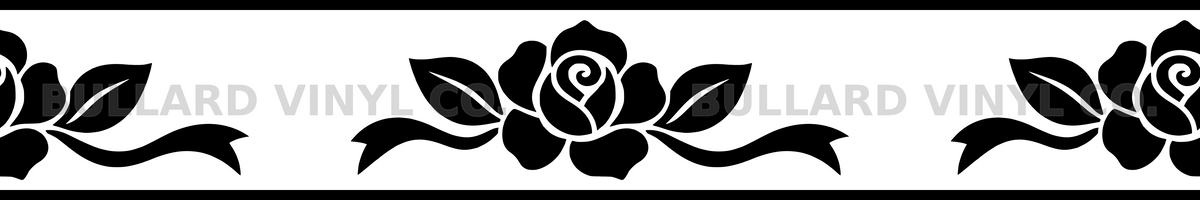 Rose Ribbon: 12-inch strip with half patterns at both ends; Bullard Vinyl Co. watermarked product preview.