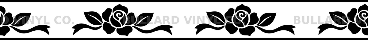 Rose Ribbon: 18-inch strip with half patterns at both ends; Bullard Vinyl Co. watermarked product preview.
