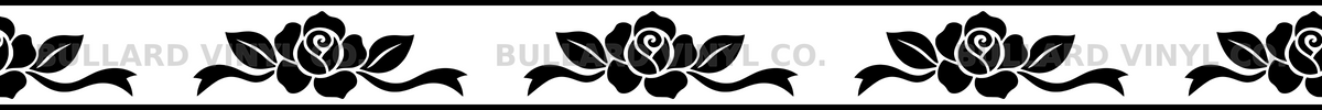 Rose Ribbon: 24-inch strip with half patterns at both ends; Bullard Vinyl Co. watermarked product preview.