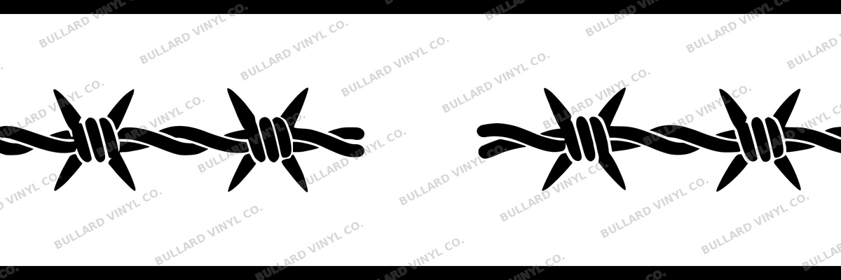 Barbed Road: 6-inch strip with half patterns at both ends; Bullard Vinyl Co. watermarked product preview.