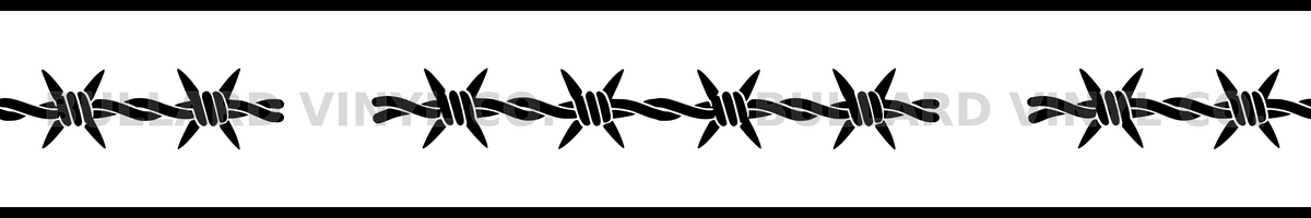 Barbed Road: 12-inch strip with half patterns at both ends; Bullard Vinyl Co. watermarked product preview.