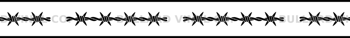 Barbed Road: 18-inch strip with half patterns at both ends; Bullard Vinyl Co. watermarked product preview.
