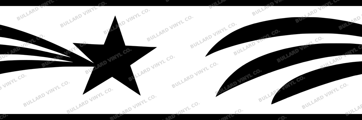 Comet Trail: 6-inch strip with half patterns at both ends; Bullard Vinyl Co. watermarked product preview.