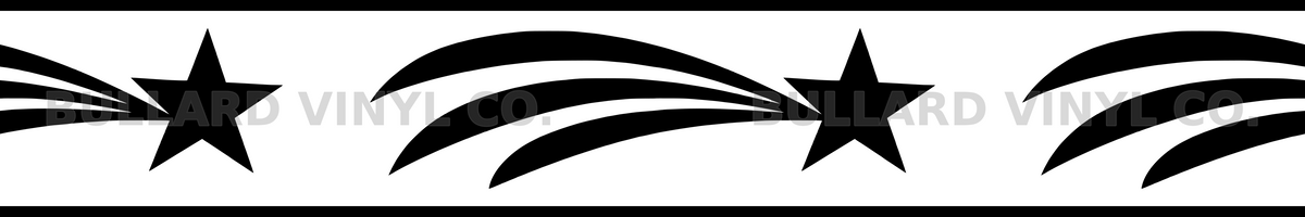 Comet Trail: 12-inch strip with half patterns at both ends; Bullard Vinyl Co. watermarked product preview.