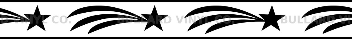 Comet Trail: 18-inch strip with half patterns at both ends; Bullard Vinyl Co. watermarked product preview.