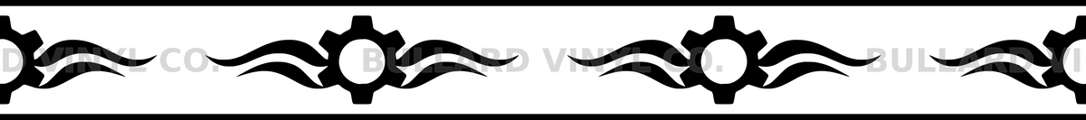Gearwave: 18-inch strip with half patterns at both ends; Bullard Vinyl Co. watermarked product preview.